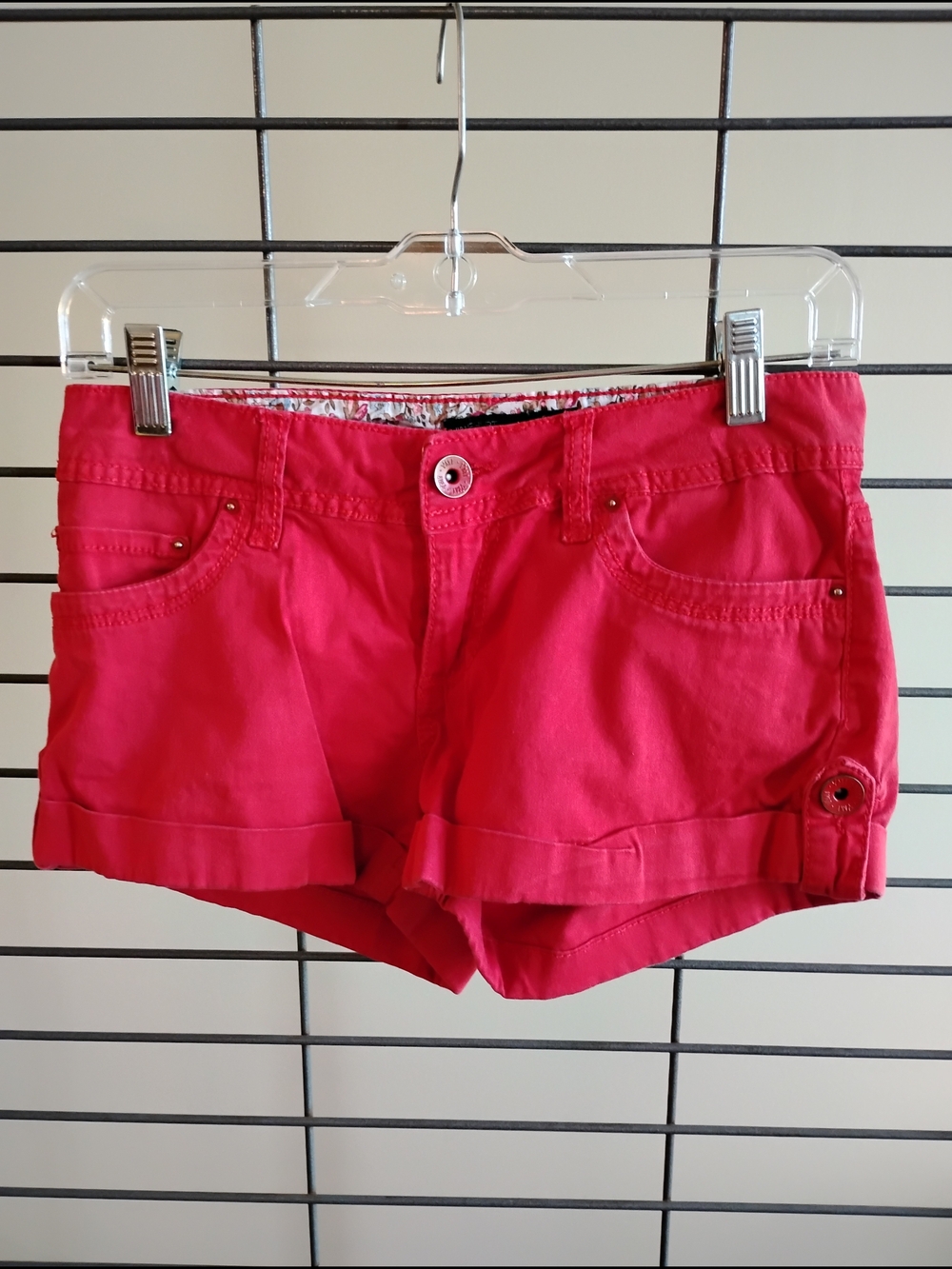 YMI Bright Pink Rolled-Hem Jean Shorts